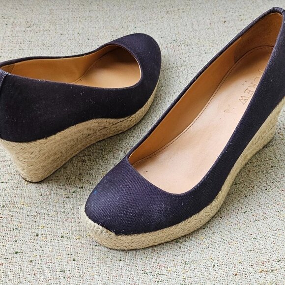 J. Crew Shoes - J. Crew Women Wedge Heel Shoes Blue Canvas Upper Espadrille Sandal Size 5.5M